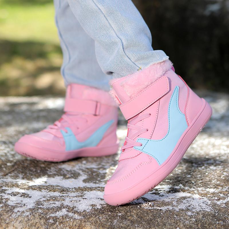 Kids Snow Boots Plush Cotton Shoes Child Winter Walking Shoes Anti-slip Ankle Boots Boys Girls Plush Hiking Shoes Winter Boots