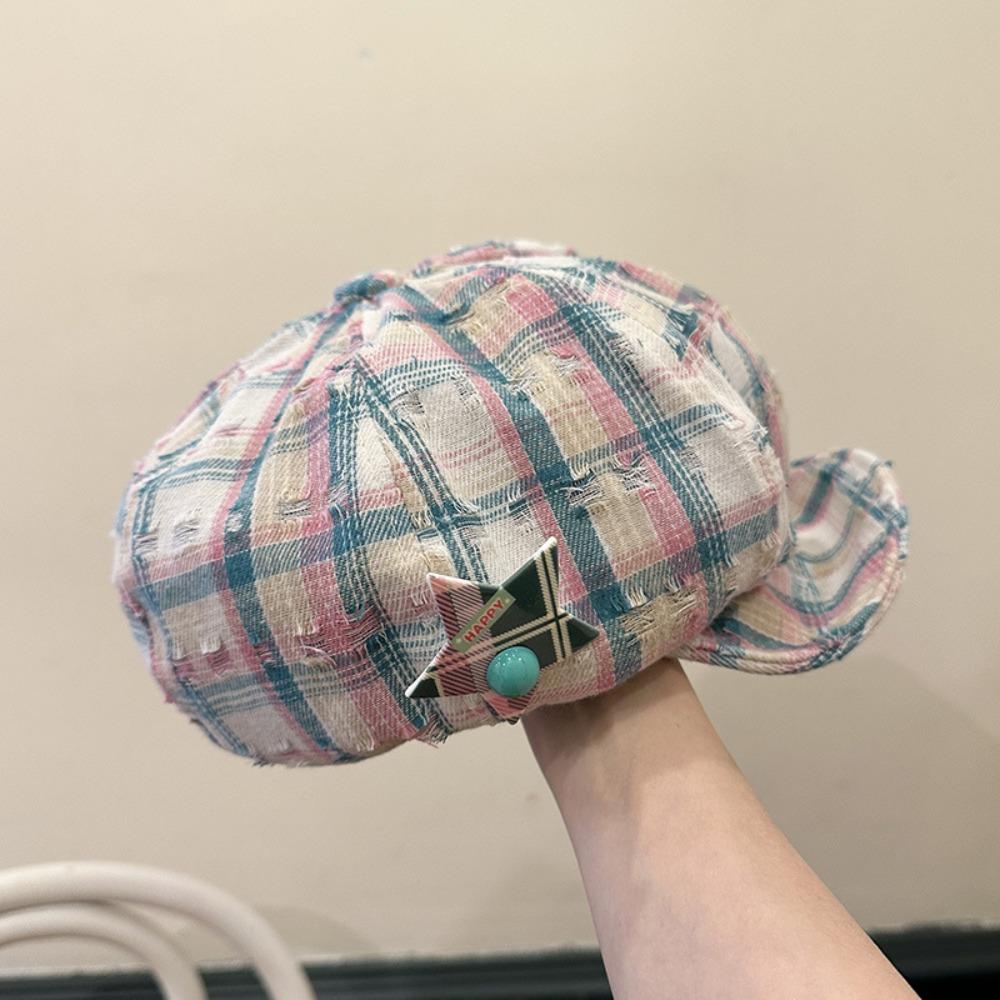 

Y2k Восьмиугольные Кепки Корейская Шляпа Художника Винтажный Клетчатый Облачный Берет Уличная Одежда Style 1