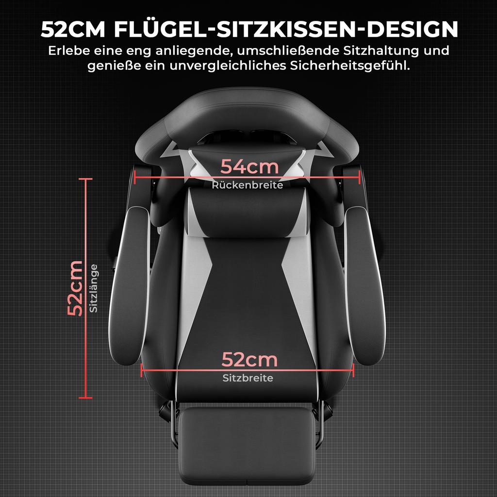 Gaming Chair Ergonomic Gaming Chair with Lumbar Cushion and Headrest, Gamer Chair Height Adjustable, PC Chair for Adults Girls Boys, Black-White