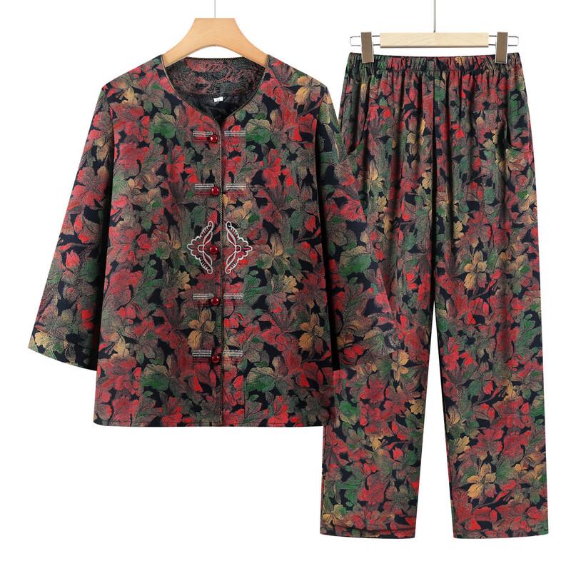 Elegant New Chinese Style Printed Two-Piece Shirt Set