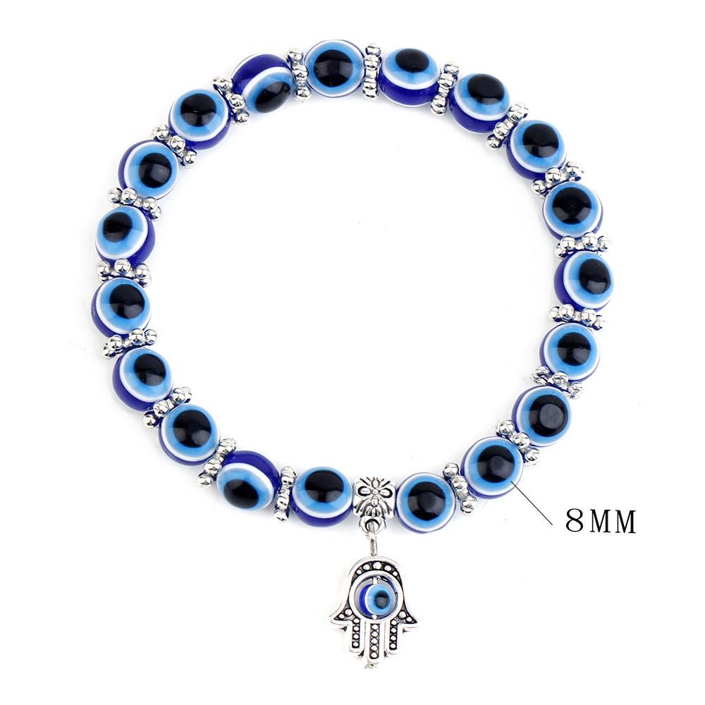 Handmade Beaded Turkish Blue Eye Bracelet Hamsa Talisman Evil Eye Charm