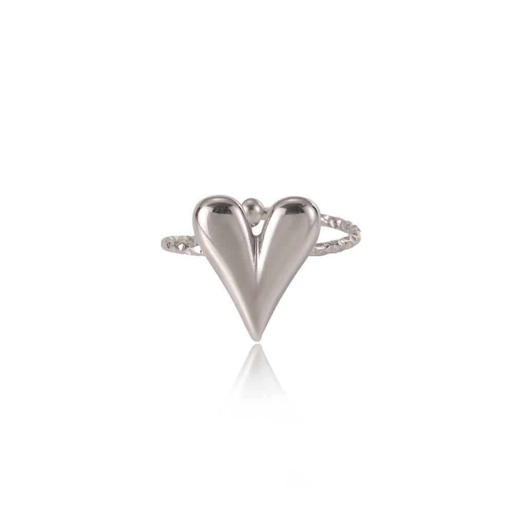 18K Gold Adjustable Heart Ring for Women - Fade-Resistant Stainless Steel