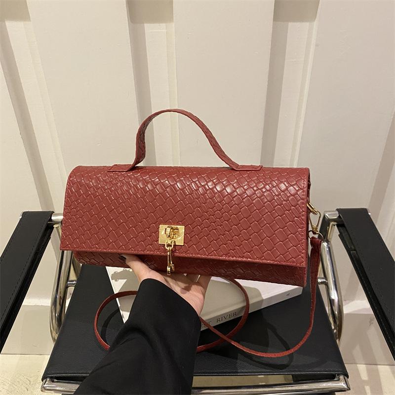 Textured Woven Square Bag Fashion Shoulder Handbag Casual Crossbody Purse Simple Solid Color Faux Leather Tote KTB