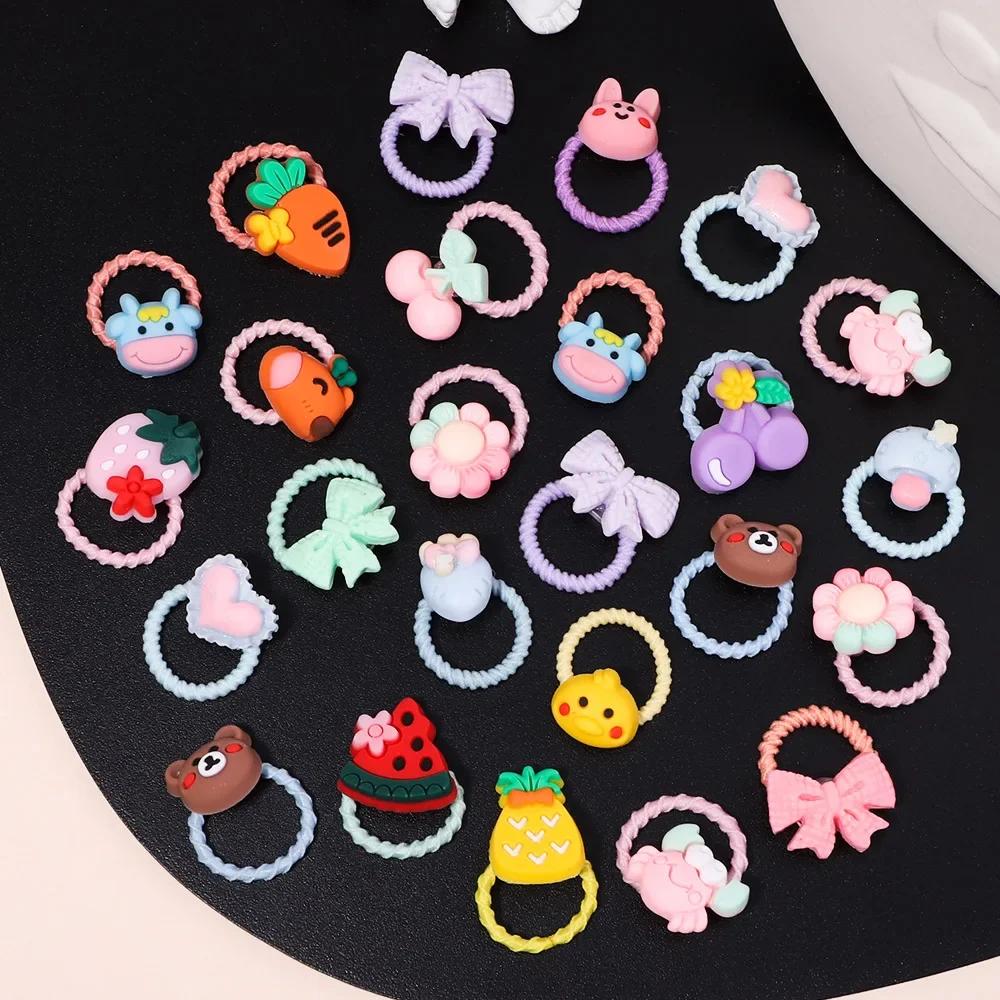 10Pcs Flower Elastic Hair Ties Sweet Cute Floral For Girls Ponytail Holder Headbands Kids Small Scrunchies Hair Accessories