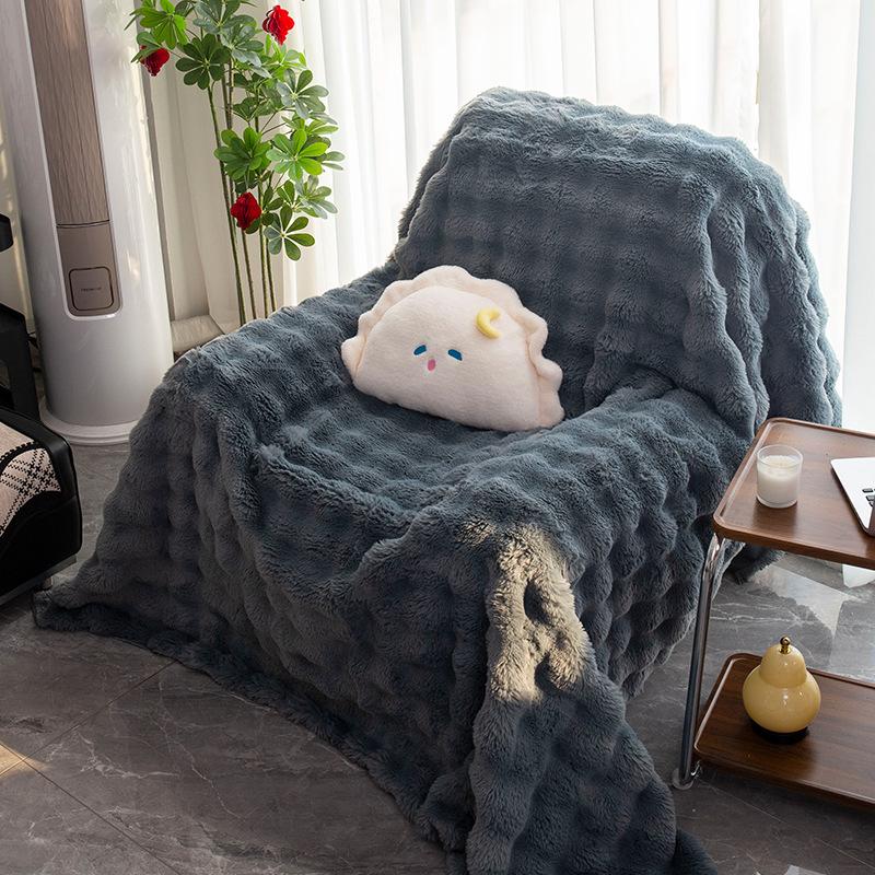 Plush sofa blanket comfortable soft bubble plush bedroom living room non-pilling non-shrinking blanket