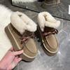 Fashion Women's Fashion Platform Snow Boots Winter New Round Head Suede Front Strap Anti-slip Wear-resistant Short Boots