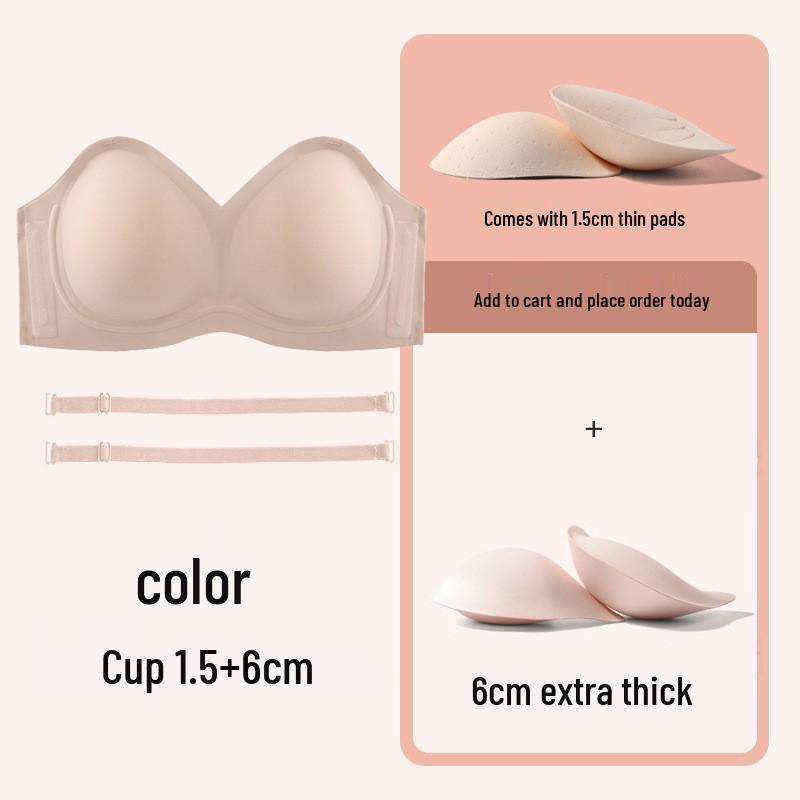 Anti-Slip Strapless Push-Up Bra for Small Chests with Invisible Support and Seamless Design