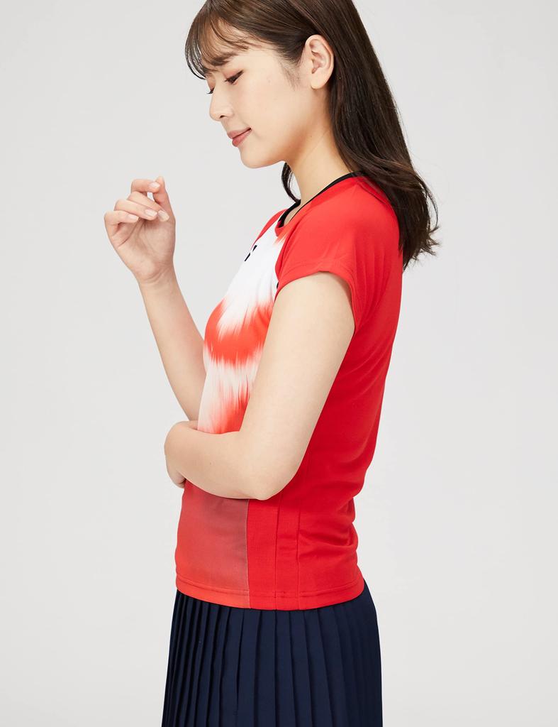 YONEX Tornado Red Short Sleeve Game Shirt Size S Women's (662)