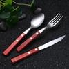 Abay 304 Stainless Steel Dinner Fork Set with Wooden Handles