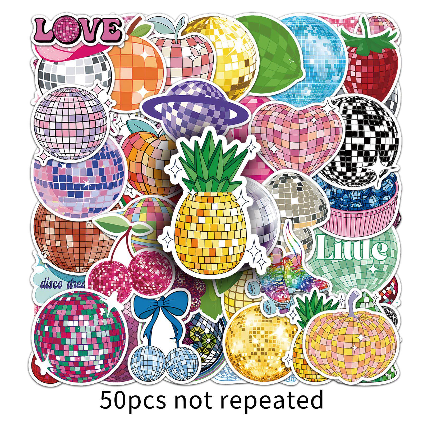 50PCS Trendy Disco Ball Stickers: Creative Graffiti Lamp Design, Waterproof Decoration for Journals.