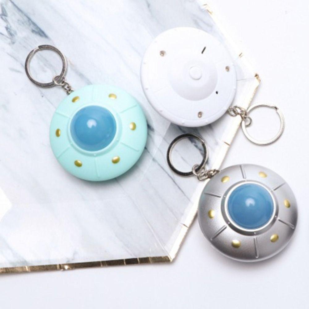 LED Light UFO Keyring Ornament Spaceship Model Keyring Creative Flying Disc Keychain  Jewelry Gift