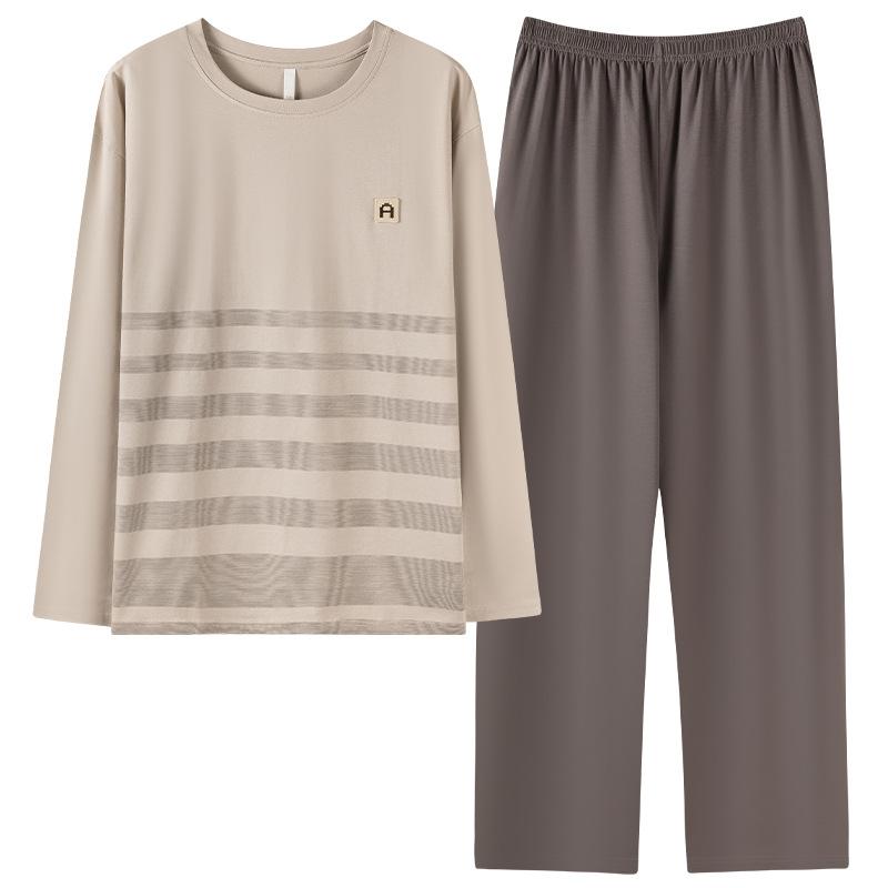 Pajamas Men's Spring and Autumn Cotton Long Sleeve Teen Men's Autumn Thin Casual Can Wear Autumn and Winter Loungewear