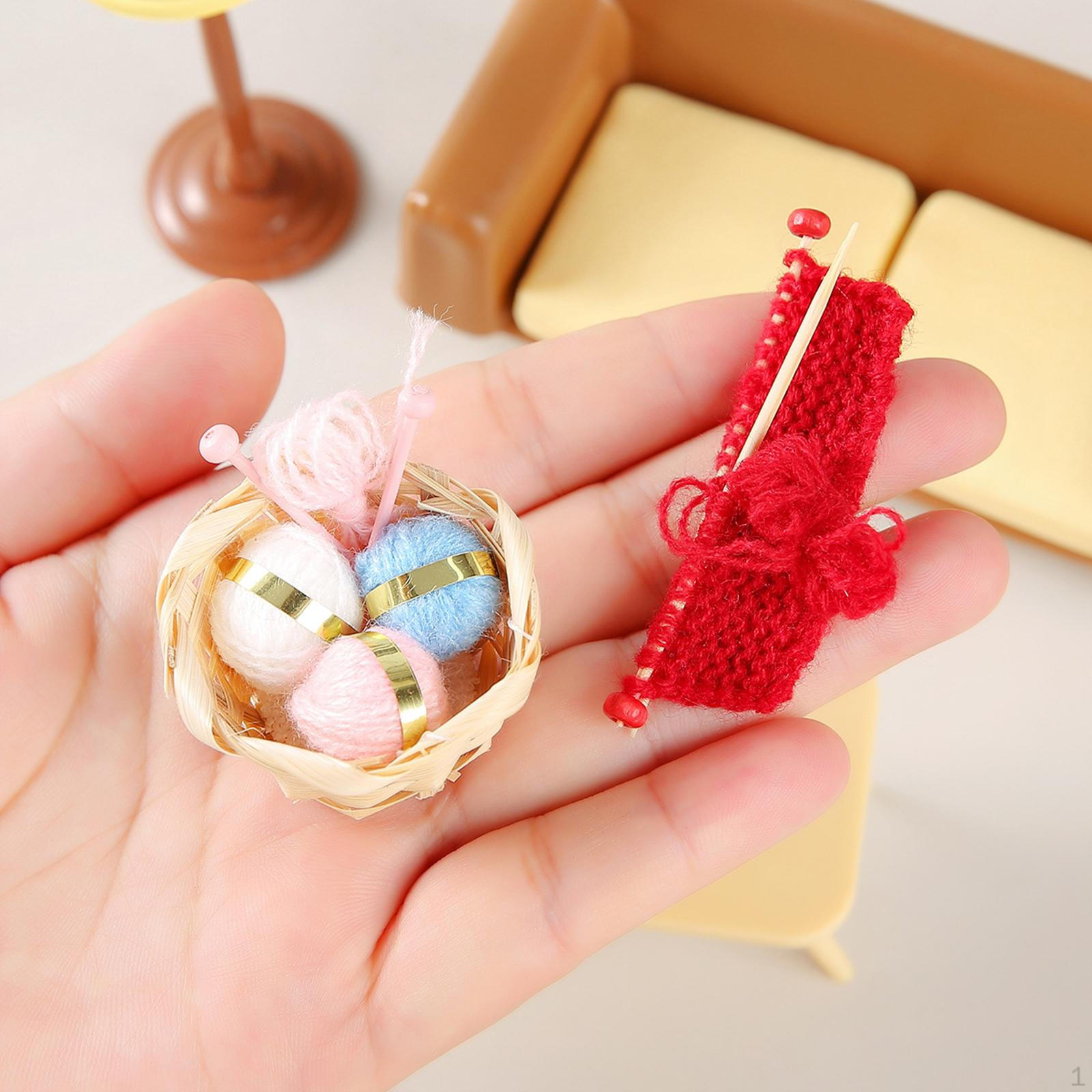 

Кукольный домик Шерстяная пряжа в корзине, Кукольный домик Орнамент Аксессуары Нитки Корзина Симуляция Украшение