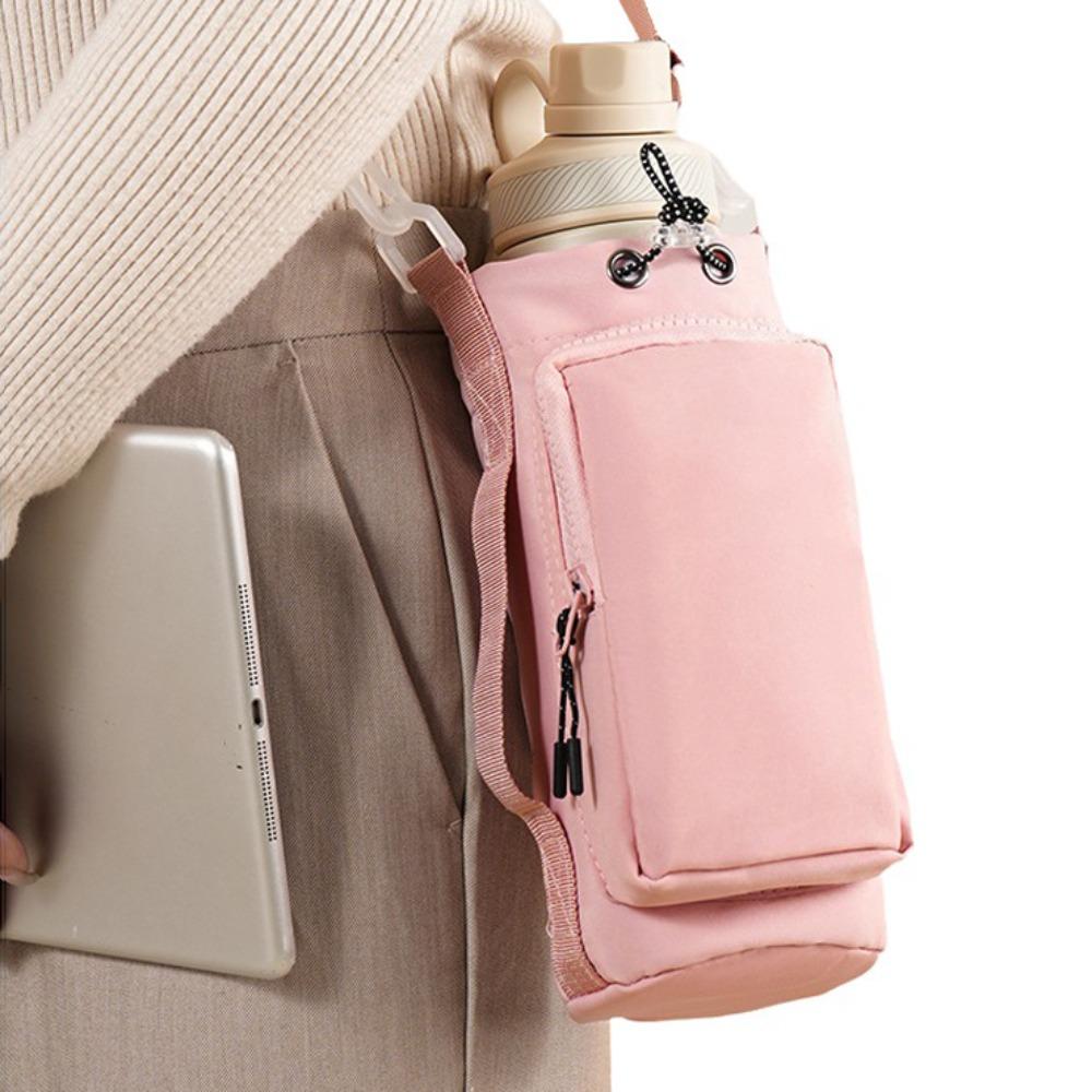 with Adjustable Shoulder Strap Water Bottle Holder Pouch with Keychain & Mountaineering Button With Phone Pocket Water Cup Bags