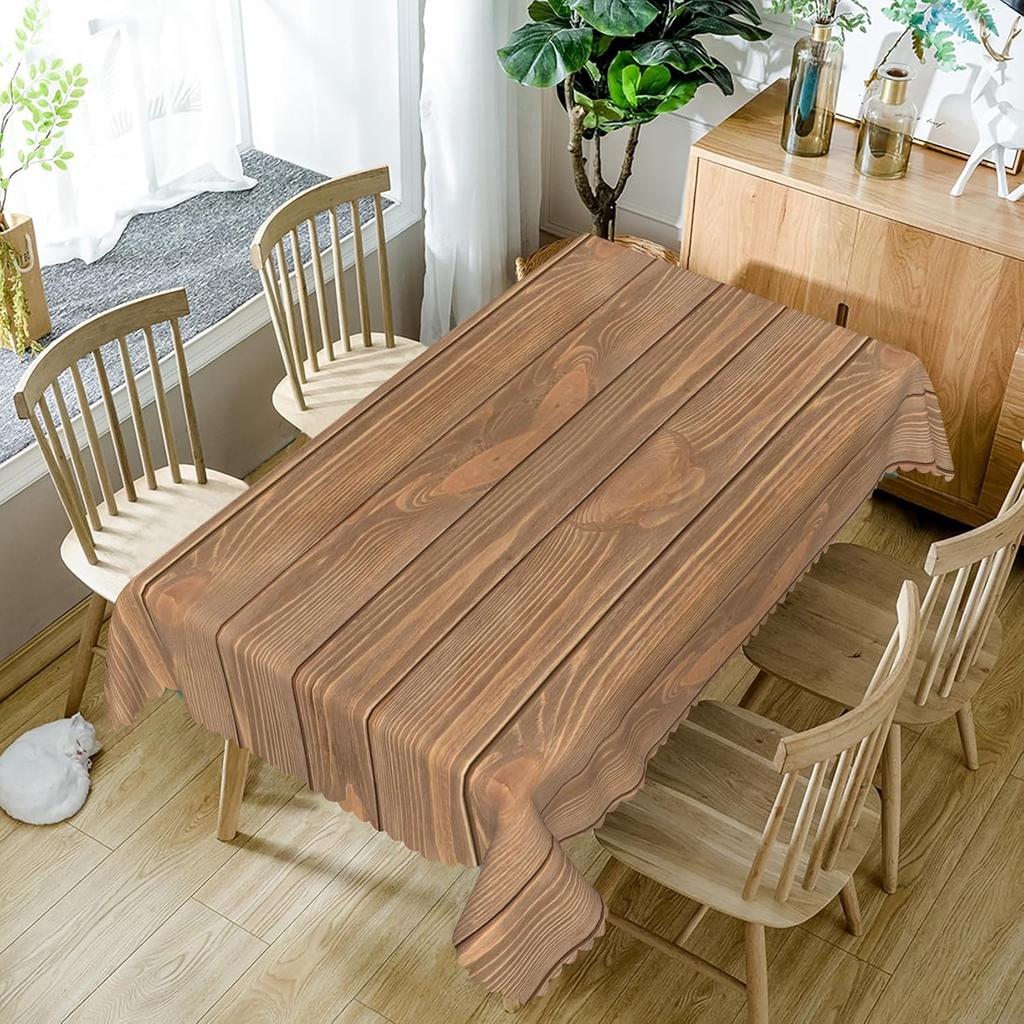 Vintage Wood Grain Rectangle Waterproof Tablecloth Table Decor Reusable Farmhouse Kitchen Dining Tablecloth Holiday Party Decor