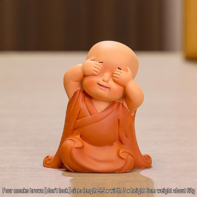Handmade Cute Little Monk Resin Ornaments for Desktop Decoration
