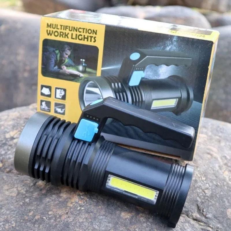 Vysoce výkonná LED svítilna 2000mAh Výkonná USB dobíjecí svítilna Ruční přenosná venkovní lampa Vestavěná baterie COB lucerny