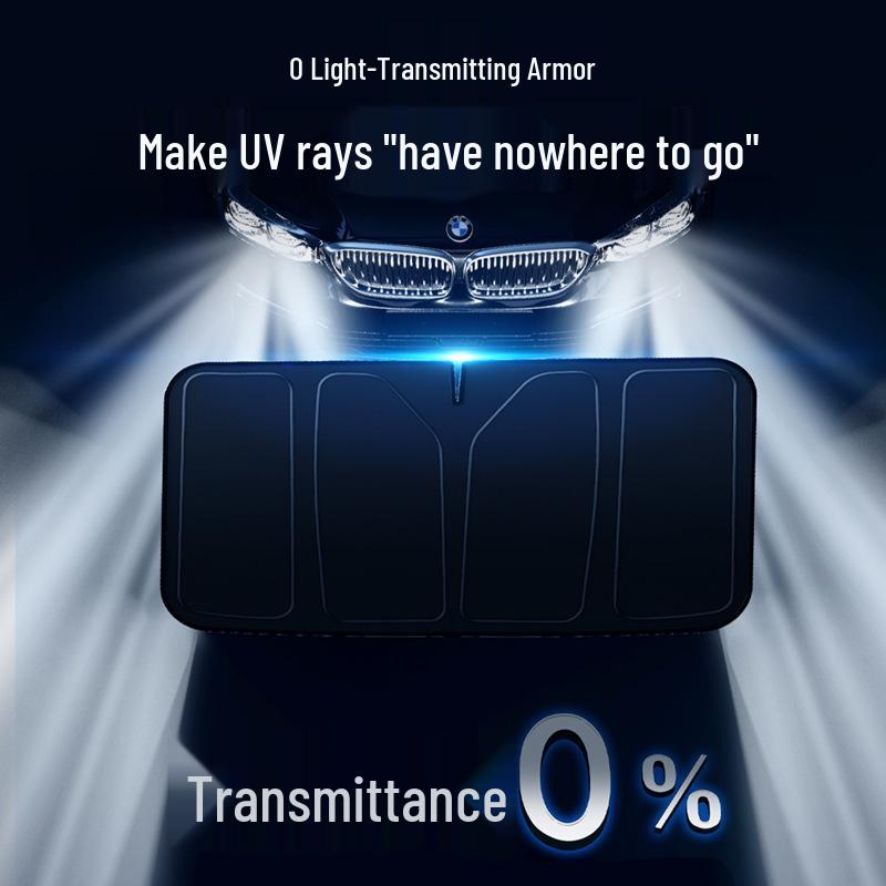 New Quad-Fold Car Sunshade: Laser Heat Insulation, Blackout Curtain, Sun Shield for Interior Windshield.