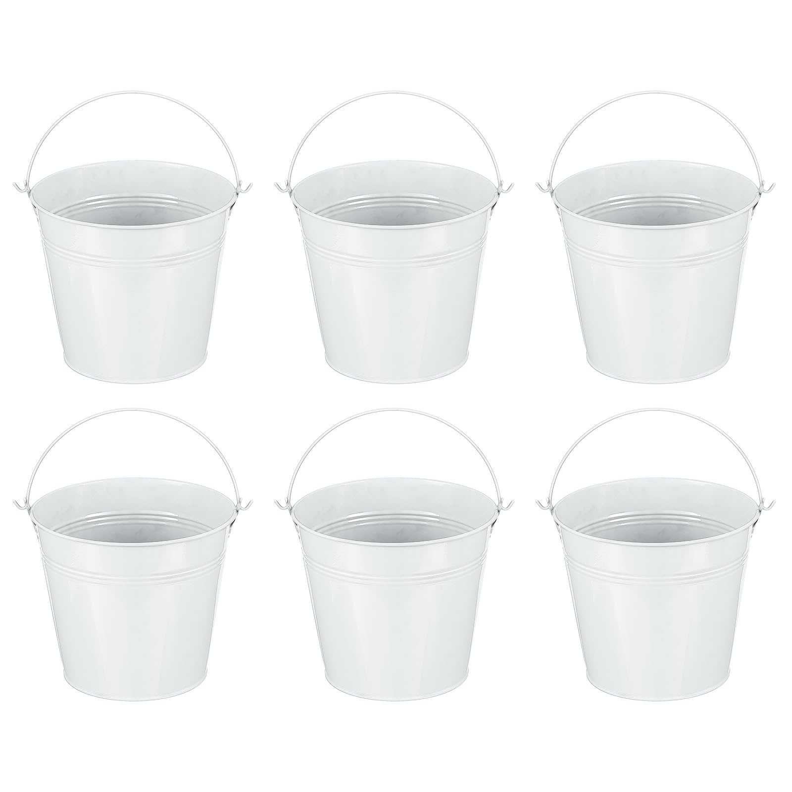 

PATIKIL Маленькие металлические ведра с 6 мини-оцинкованными ведрами для поделок, вечеринок, сувениров, белые 5,9 x5,1 с ручками, для декора,