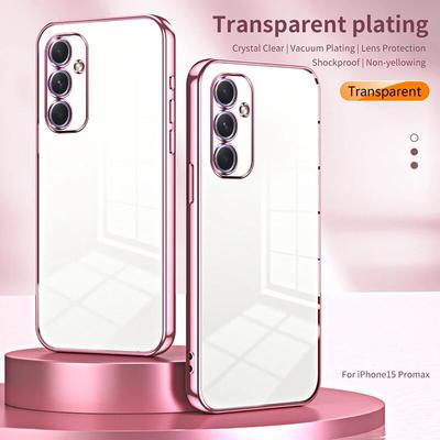 Capa transparente revestida para samsung galaxy, a55, a35, a25, a15, a05, a05s, a14, a54, a34, a24, a04s, a53, a13, a23, a33, a52, a72, a12, capa traseira macia