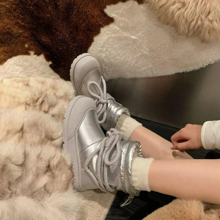 

[Weird Aestheticism] Thick-soled snow boots for women increase in height 2024 autumn and winter new velvet thickened cotton shoes to keep warm 35 белый