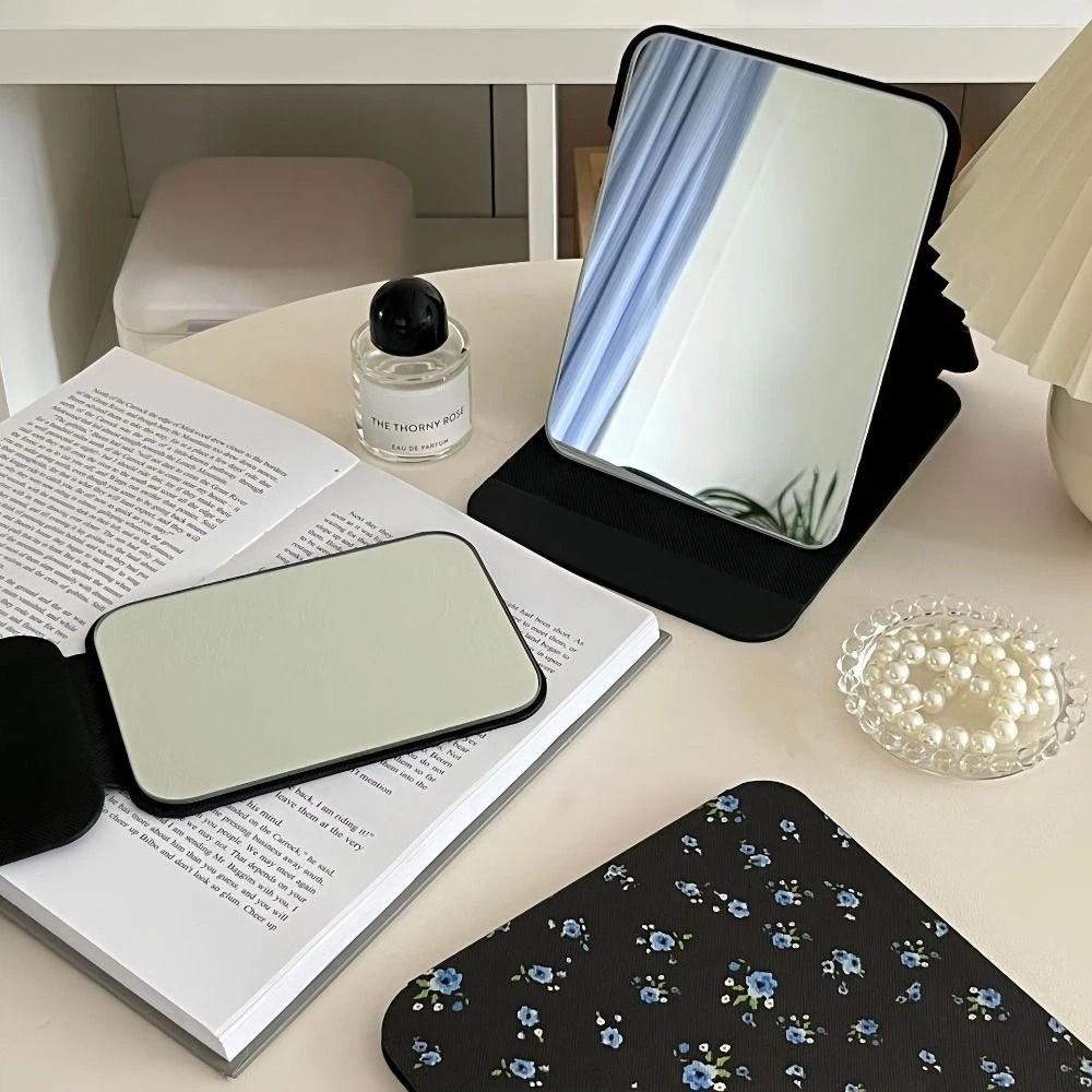 PU Deri Katlanır Makyaj Aynası Kompakt Kozmetik Ayna Cep Makyaj Aynası Makyaj Masası Aynası Yatak Odası