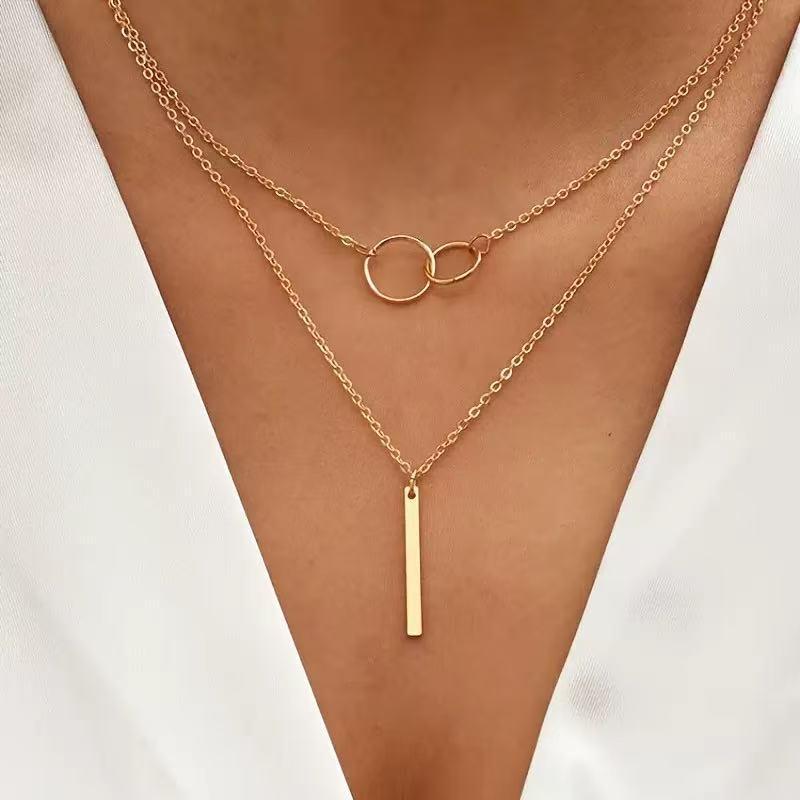 Vintage Perlenherz Mehrschichtiger Anhänger Halskette - Damen Choker Europäisch & Amerikanisch