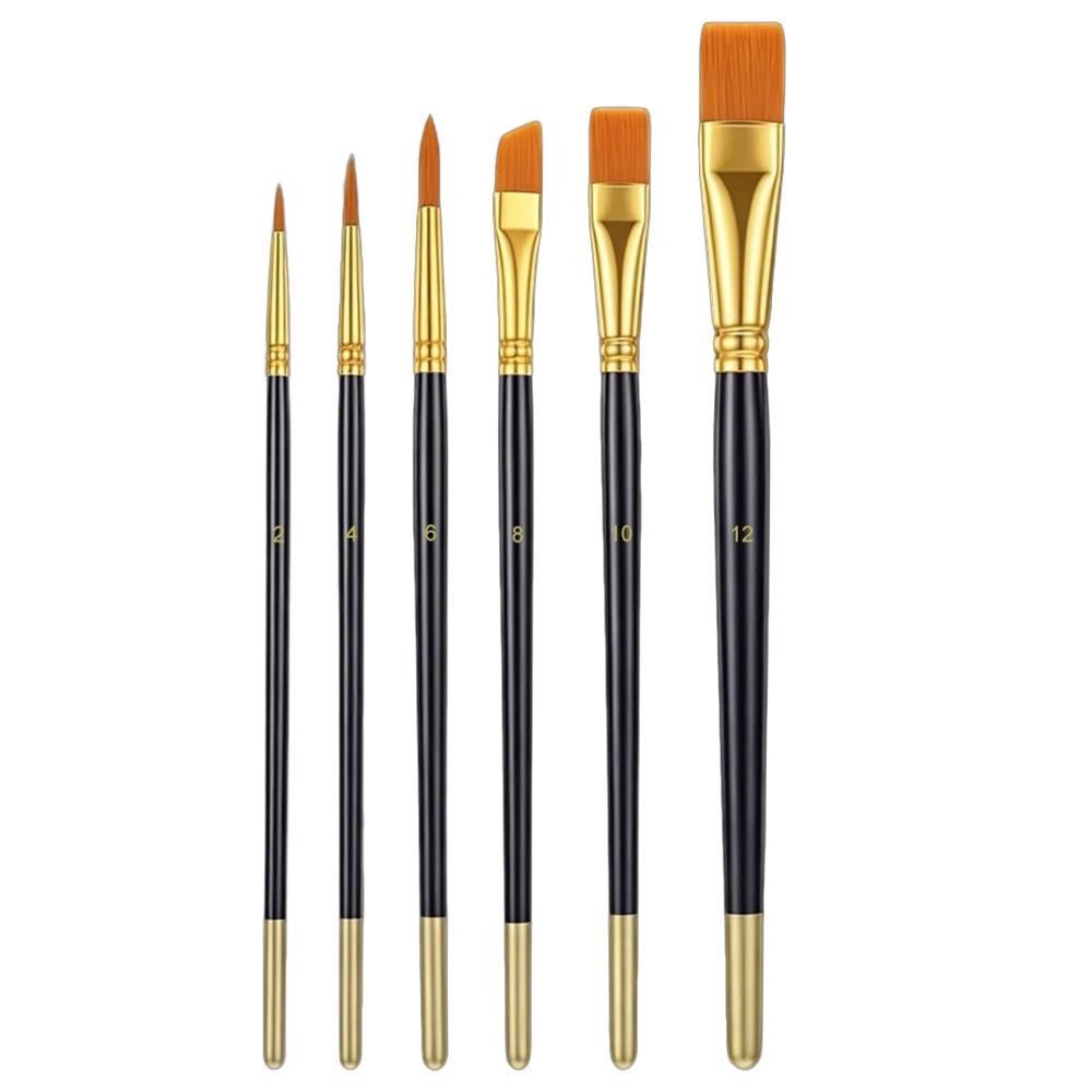 Nylon Art Brush Set - Ideal for Students: Perfect for Gouache, Acrylic, Watercolor, Oil Paints, Flat Brushes, Beginners, Linework, and Base Coating.
