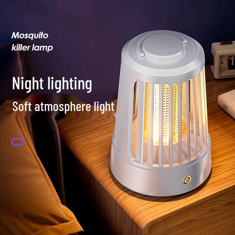 Lâmpada Matamoscas Elétrico com Carregamento USB - Uso Interno/Externo, Armadilha de Luz Roxa & Repelente.