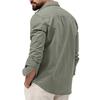 Men Shirt Lapel Long Sleeve Buttons Placket Shirt Tops with Pockets Pure Color Loose Fit Versatile Tops Daily Wear
