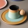 Creative Design Ceramic Coffee Cup and Saucer Set, High - End and Delicate Personal Cup Afternoon Tea Mug with a Retro Style