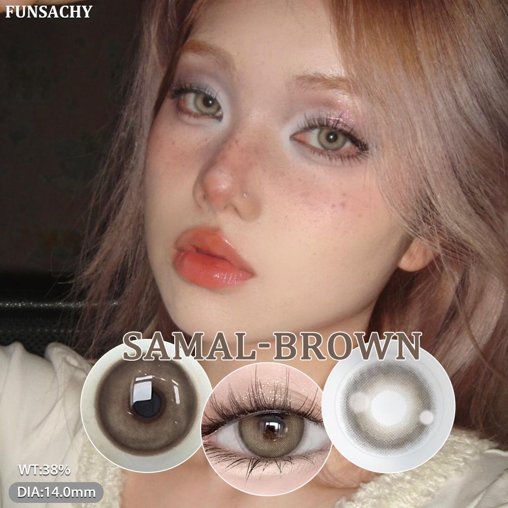 Funsachy 2 ADET Kore Renkli Kontakt Dairesel Lensler Gözler için Kozmetik Doğal Lens Güzellik Öğrenci Kahverengi Makyaj Lens Hızlı Kargo