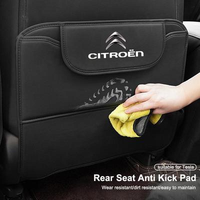 2Pcs Leather Car Seat Anti-Kick Mat Seat Back Protector Pad For C3 C5 C5X C4 e-C4 X e-C3 C-Elysee Berlingo C1 C-Crosser