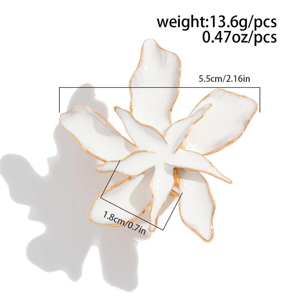 Summer Cavation Oil Dripping White Pearl Flower Ring Exaggerated Jewelry Gift Geometric Adjustable Metallic Starfish Rings for Women