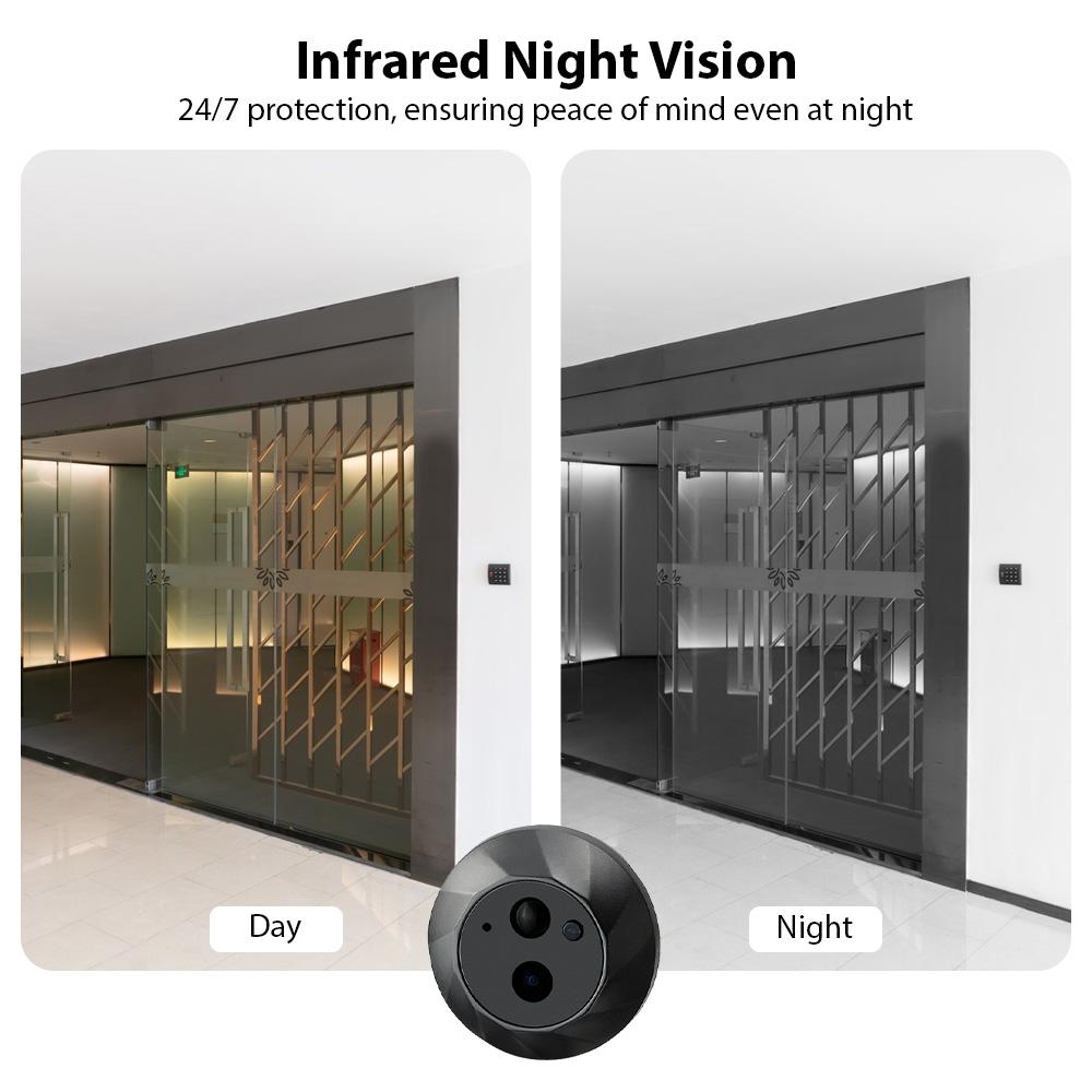 WiFi Video Doorbell for Apartment Peephole Camera 4.3-inch Color Display Screen Motion Detection Alarm Camera HD Night Vision
