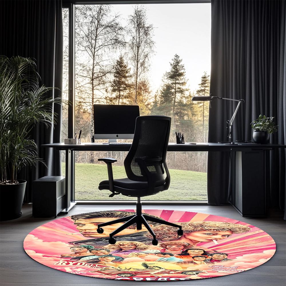 Grease Printed Round Rug Carpet Chair Rug Area Rug Entryway Doormats,for Office Chair Living Room Bedroom Kitchen Room.
