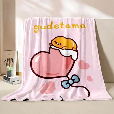 1 szt. Koc z nadrukiem jajka Gudetama ren Koc dla dorosłych Miękka i ciepła pościel na łóżko, sofę, do podróży na zewnątrz Koc okrywowy#(2)