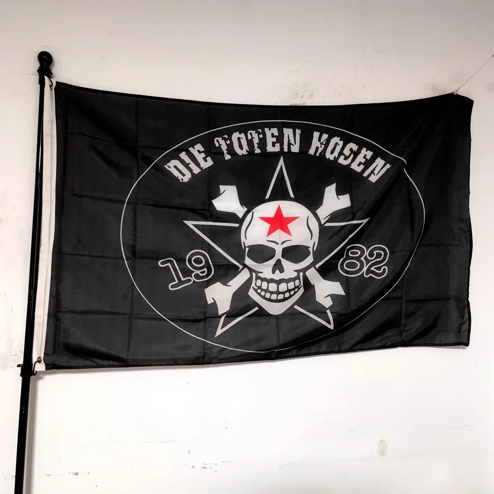 Die Toten Hosen Flagge 1982, 3x5ft 2x3ft Polyester Banner für Innen Außen Wanddeko, Garten, Partys, Konzert Fan Geschenk 60 x 90cm black