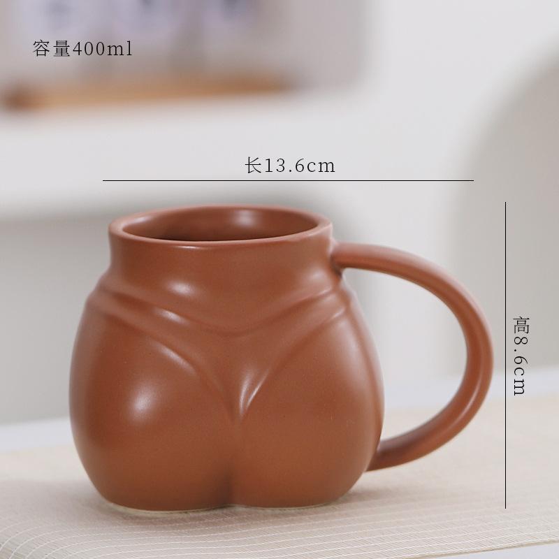 Creative Fun Cute Butt-shaped Ceramic Coffee Cup Large Capacity 400ml Milk Cup Modern Breakfast Drink Cup Office Mug Home Decor
