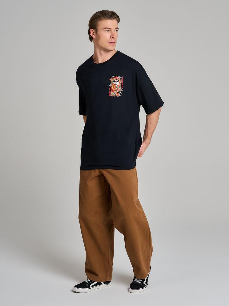 Tiger and Dragon Printed Short Sleeves Men Oversized Y2k Short Sleeve Fashion Casual Streetwear Harajuku Female Male Clothing