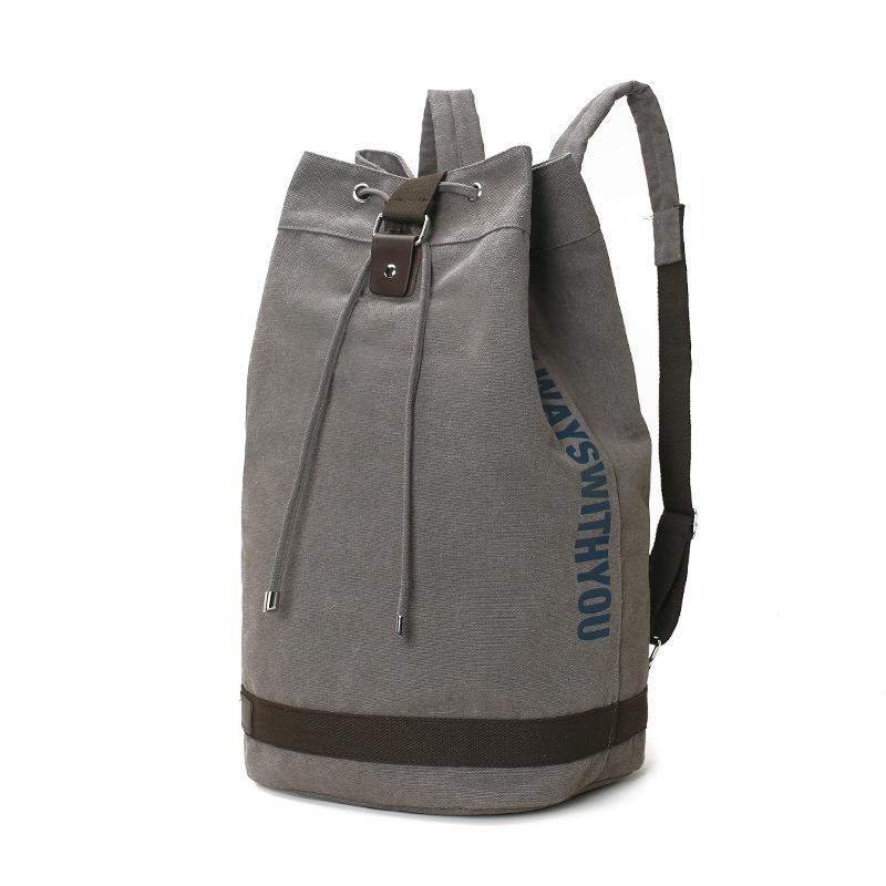 Unisex Canvas Sports Backpack: Round Barrel, Travel & School Laptop Bag for Men