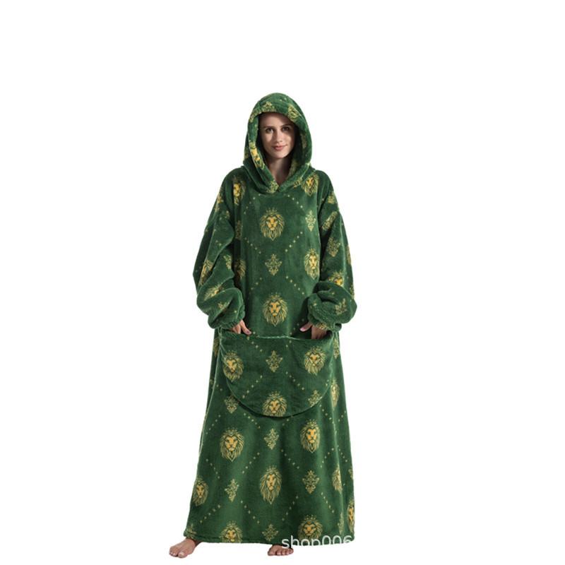 Oversized Wearale Blanket Hoodie Flannel Sherpa Fleece Warm Soft Winter Hoodie Sweatshirt for Adults Snuggle