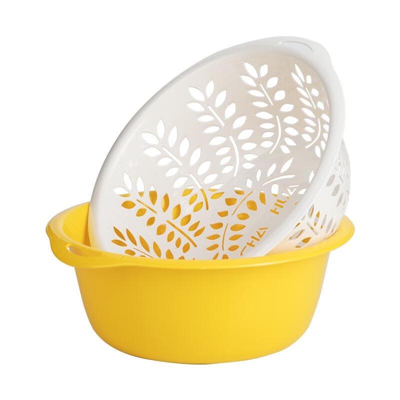 Camellia Double-Layer Plastic Draining Basket