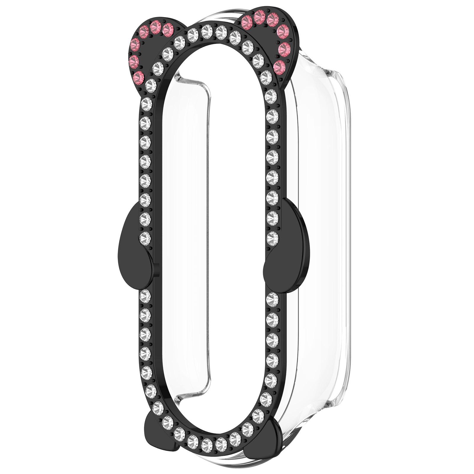 

Cute Bear Bling PC Hollow Case For Xiaomi Smart Band 10 Ceramic Diamond Crystal Screen Protector Shell Bumper Cover For Mi Band 10 9 8 Accessories Xiaomi Band 10 Ceramics чёрный