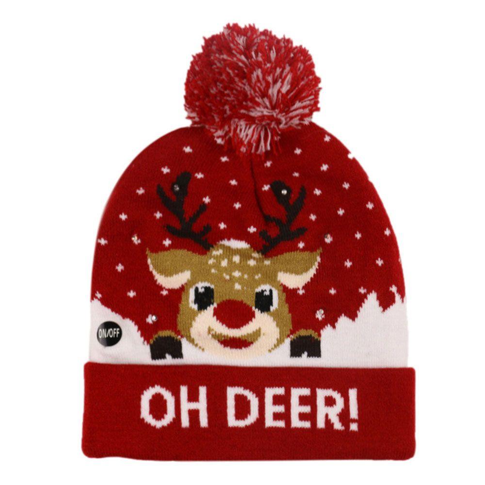 Xmas Tree Cartoon Snowman Knitted Cap LED Hat Christmas Hat Sweater Beanie