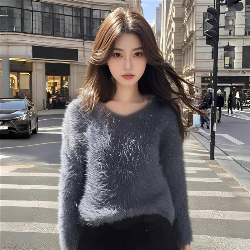 High-Quality Lurex Thickened Women's Pullover Sweater - Autumn/Winter Versatile Sweet Top