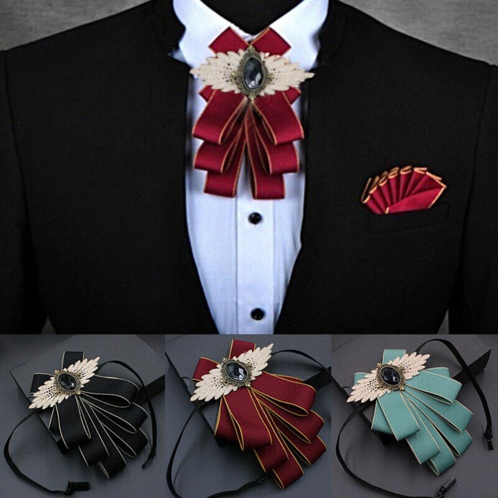 New Faux Stone Men's Suit Lapel Flowers Alloy Polyester Bow Tie Necktie Neck Decoration Groom Formal Suit