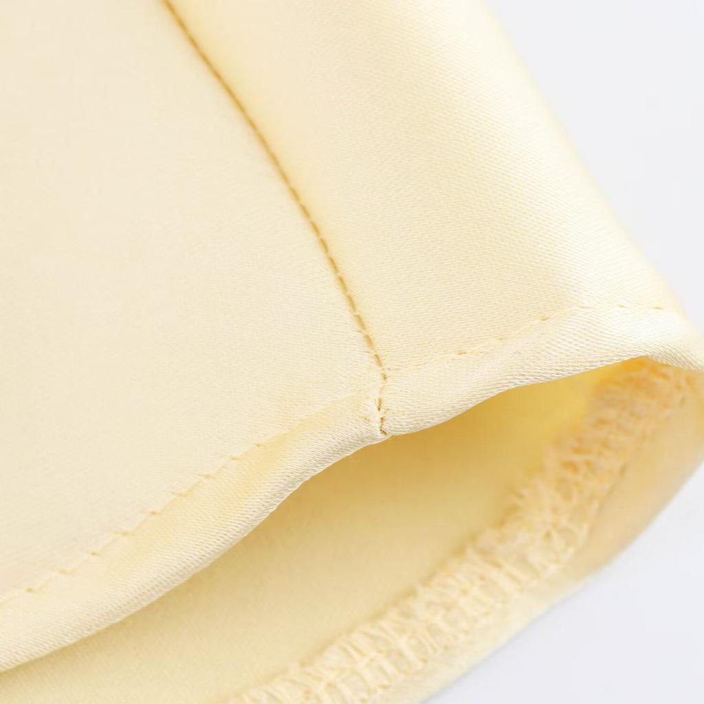 2025 Spring/Summer Women's Slim-Fit Backless Silk Satin Patchwork Dress