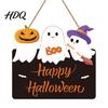 Creative Halloween Party Backdrop Ghost Door Sign Cute Ghosts Wooden Hanging Wreath Rustic Happy Easy Install Hanger Welcome Sign for Home