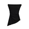 Irregular Slit Padded Bandeau Summer Top with Ruched Waist